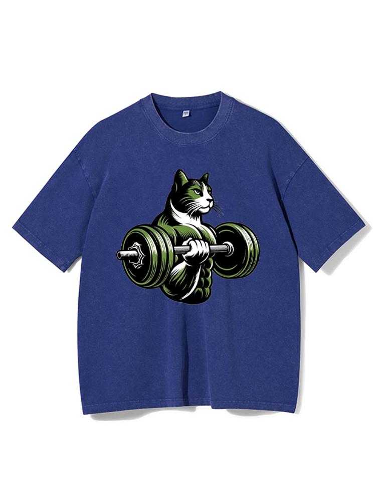 Bodybuilding cat lover Washed Gym Shirt