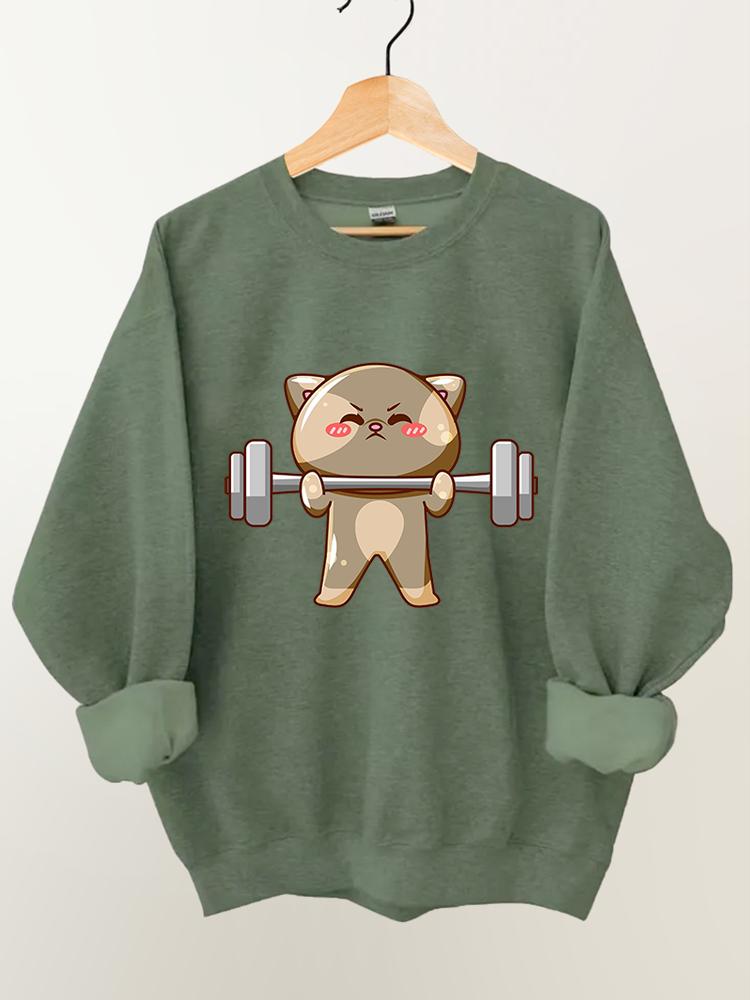 Weightlifting Cat Gym Sweatshirt