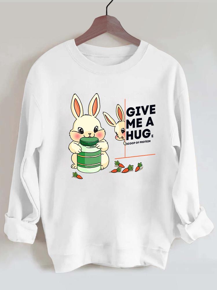 Give Me A Huge Scoop of Protein Rabbit Gym Sweatshirt