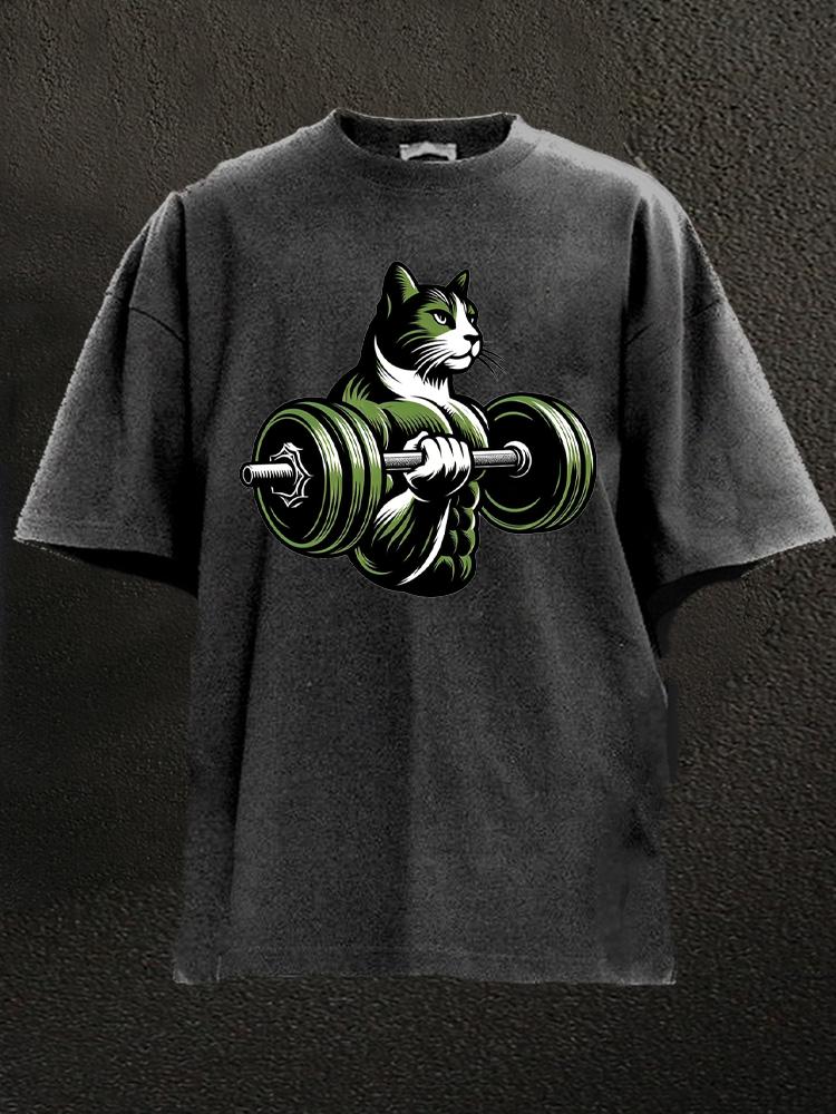 Bodybuilding cat lover Washed Gym Shirt