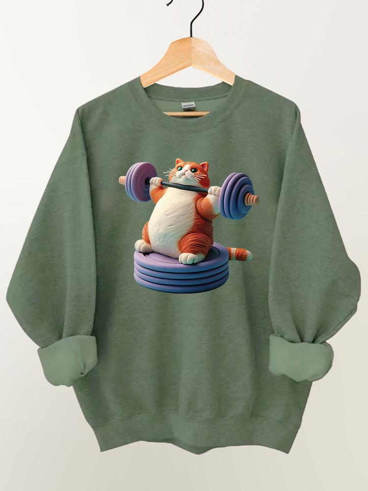 BARBELL WEIGHTLIFTING CAT Gym Sweatshirt