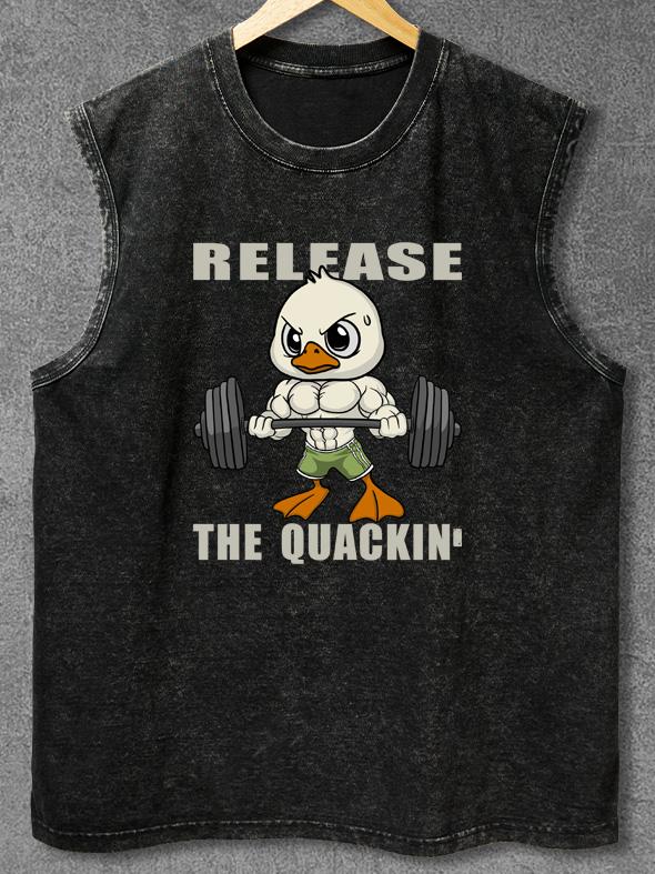 RELEASE THE QUACKIN' BARBELL Washed Gym Tank