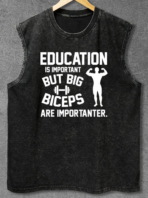 BICEPS ARE IMPORTANTER Washed Gym Tank