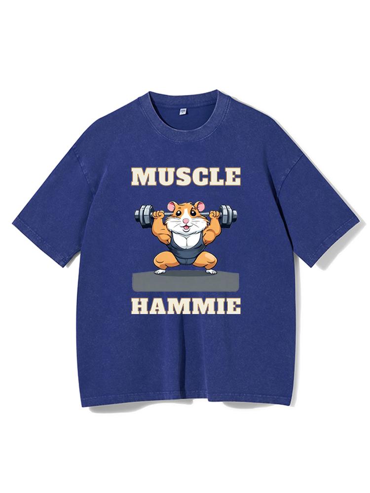 Muscular hamster Washed Gym Shirt