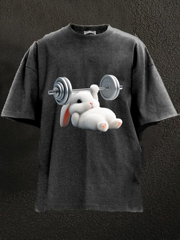 rabbit bench press Washed Gym Shirt