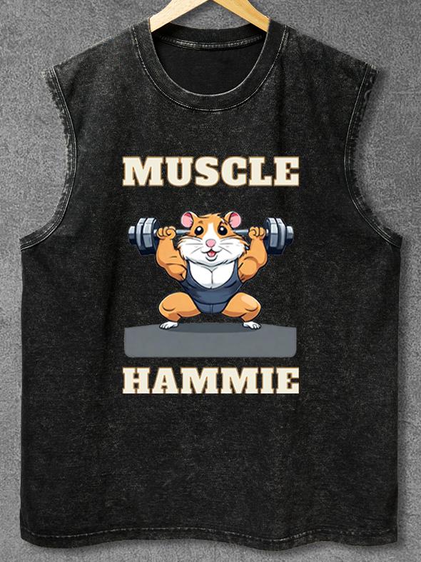 Muscular hamster Washed Gym Tank