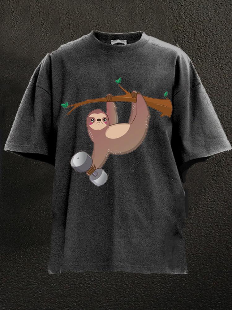 Sloth is lifting Washed Gym Shirt