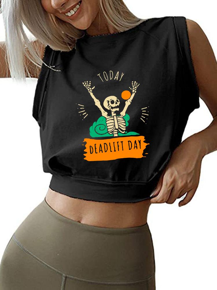 DEADLIFT DAY Sleeveless Crop Tops