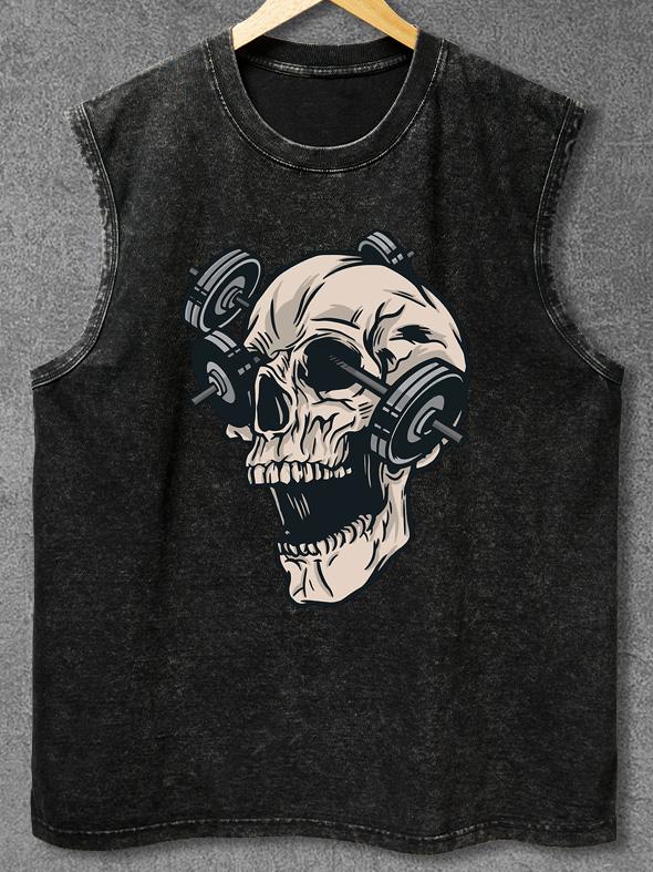 BARBELL SKULL Washed Gym Tank