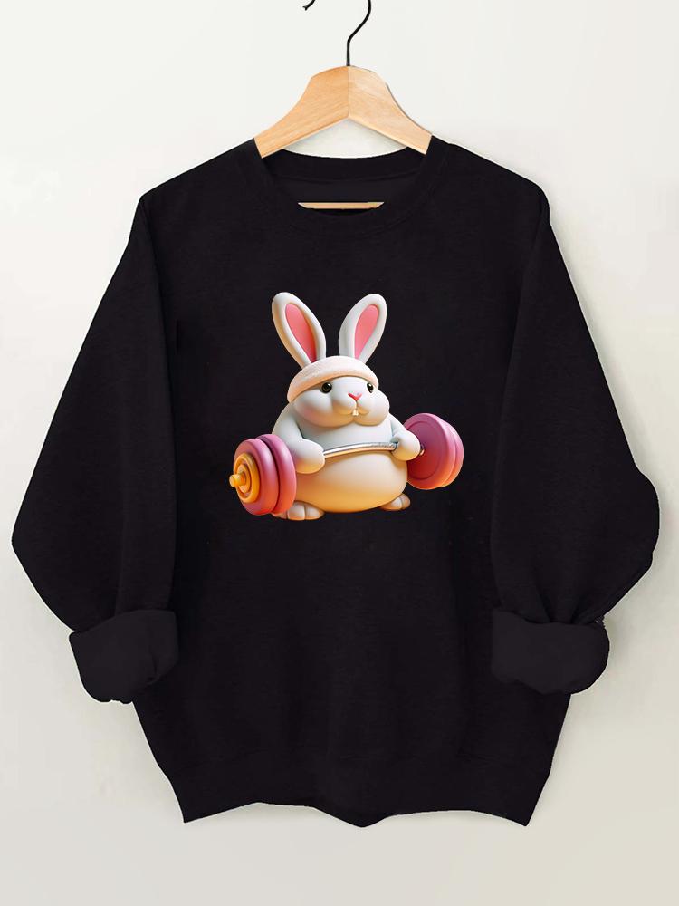 BARBELL WEIGHTLIFTING RABBIT Gym Sweatshirt