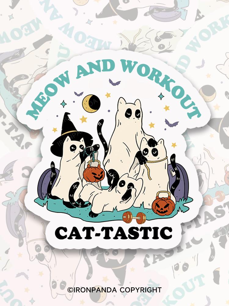 IronPanda MEOW AND WORKOUT CAT-TASTINC Sticker