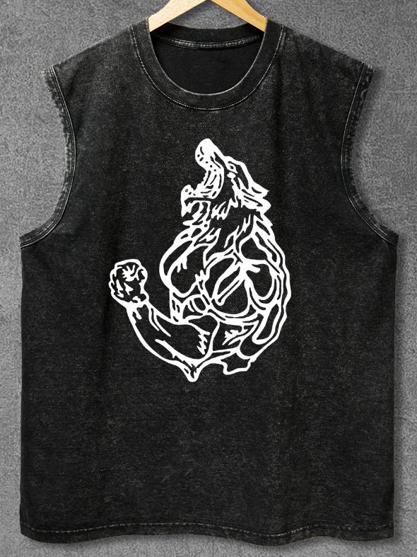 MUSCLE WOLF Washed Gym Tank