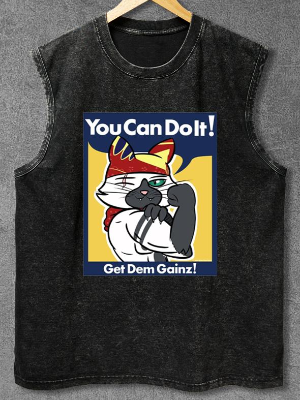 Meowscular Gainz Washed Gym Tank