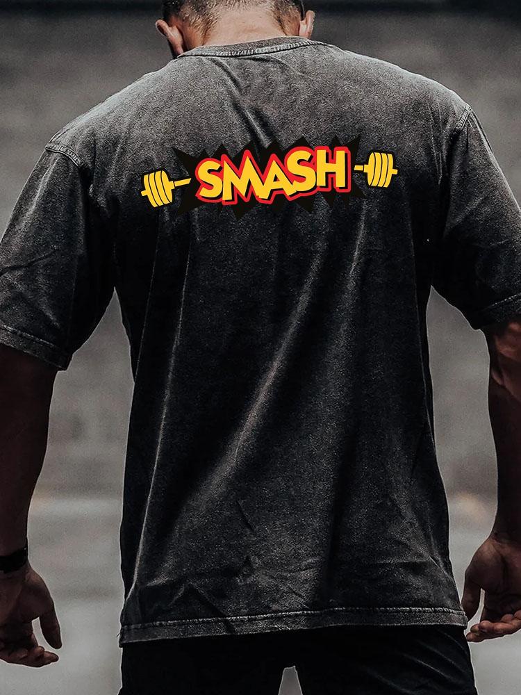 SMASH back printed Washed Gym Shirt