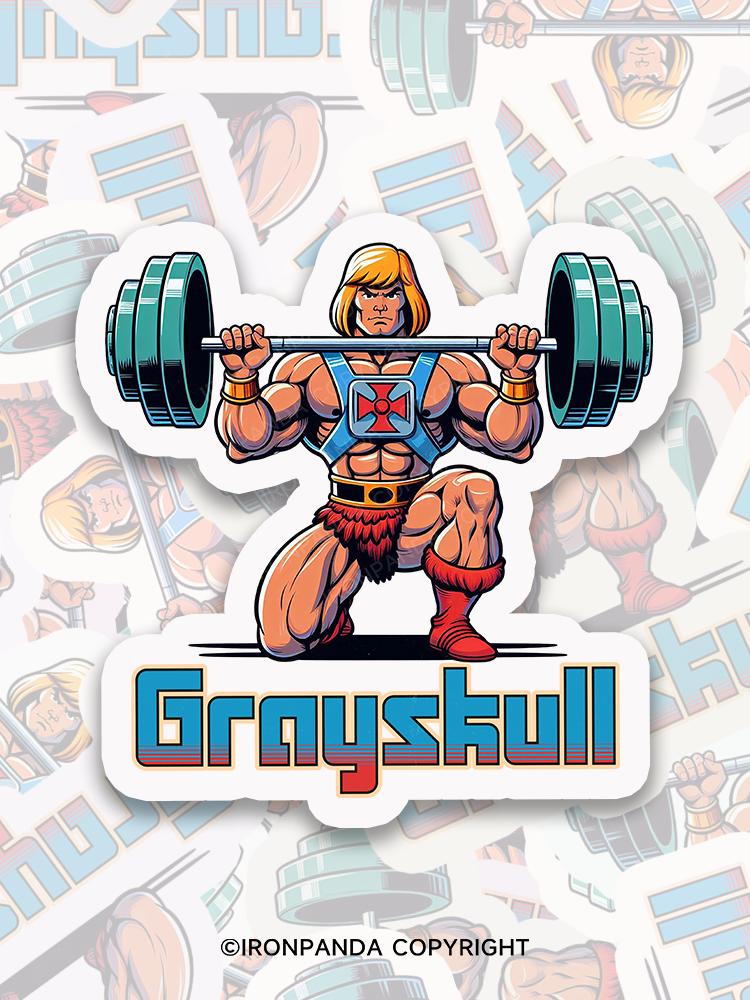 IronPanda grayskull he man weightliting Sticker