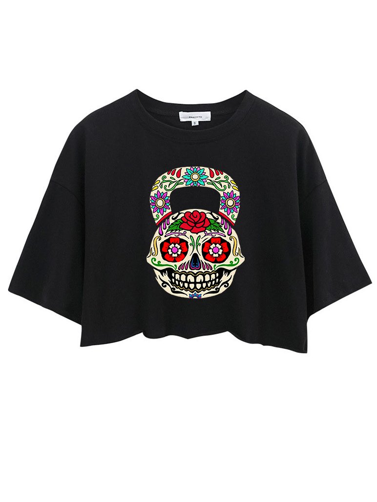 DIA DE LOS MUERTOS KETTLEBEL Crop Tops