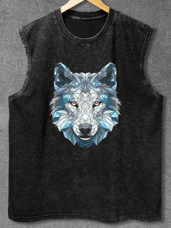 Wolf Mens Washed Gym Tank