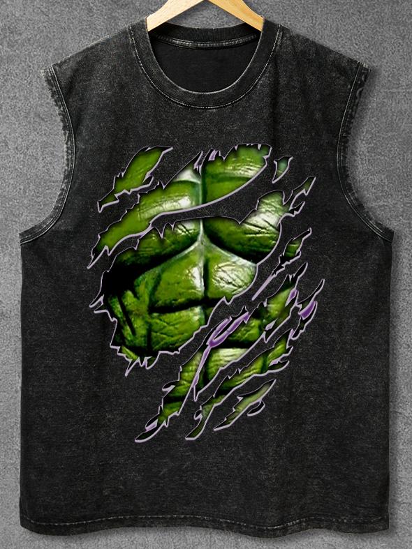 GREEN ABS Washed Gym Tank