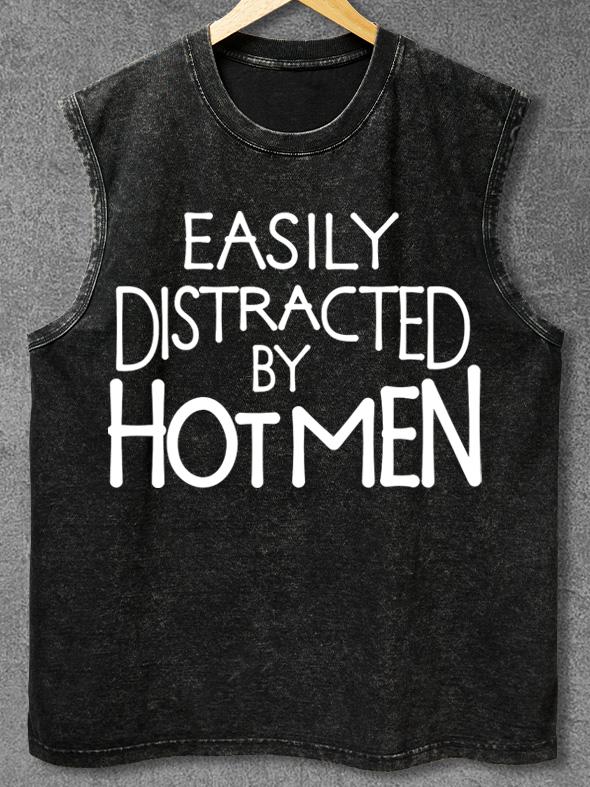 EASILY DISTRACTED HOTMEN Washed Gym Tank