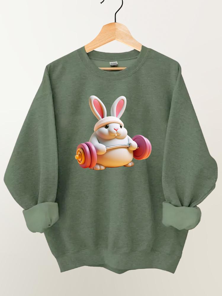 BARBELL WEIGHTLIFTING RABBIT Gym Sweatshirt