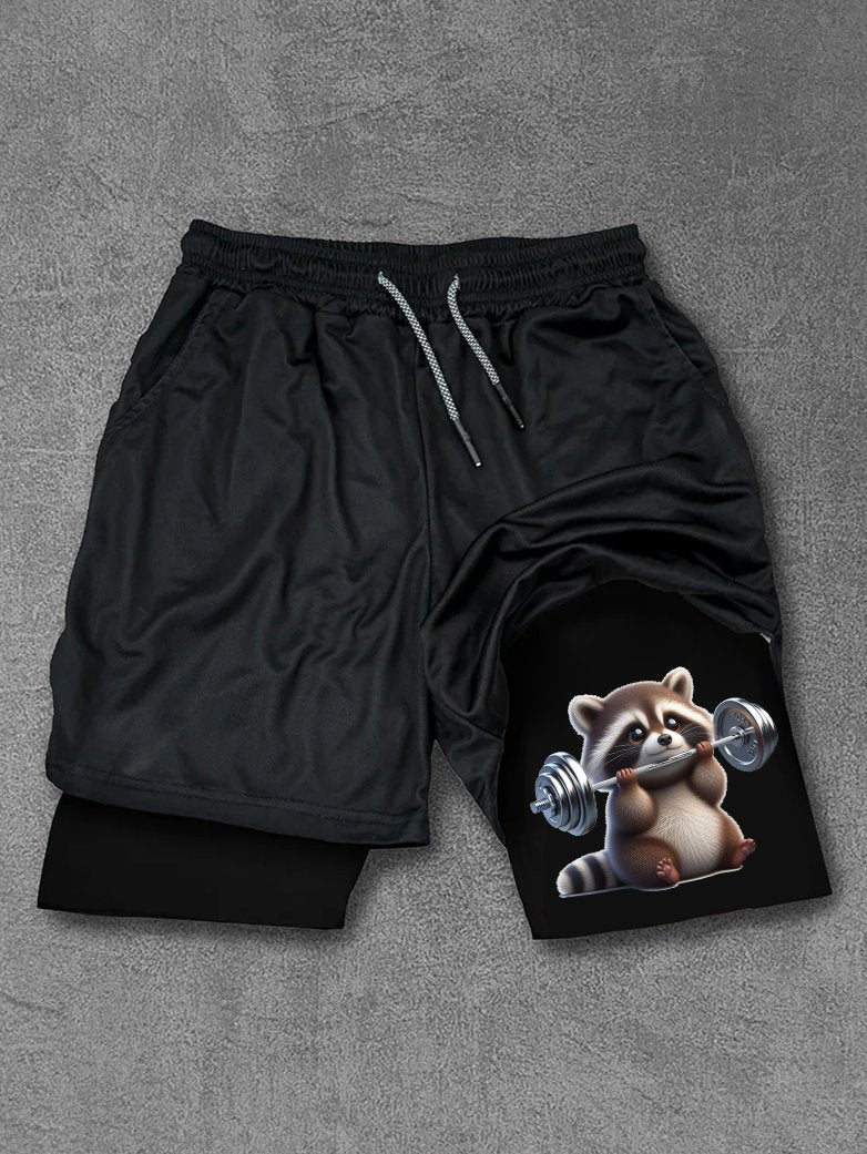 lifting weights raccoon Performance Training Shorts