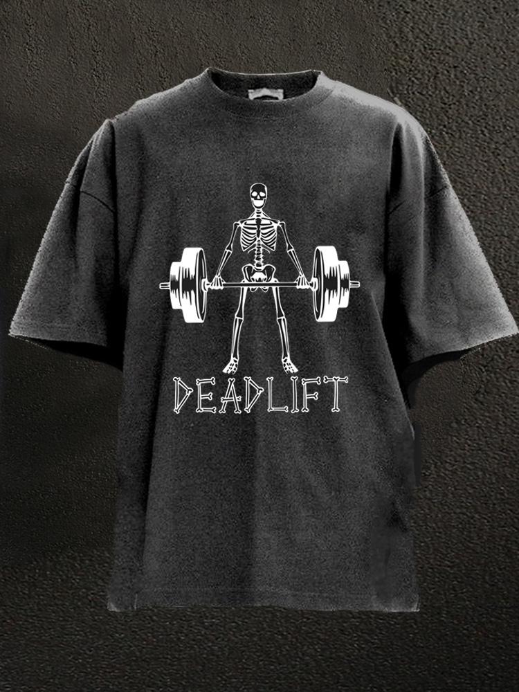 Deadlift Skeleton Washed Gym Shirt