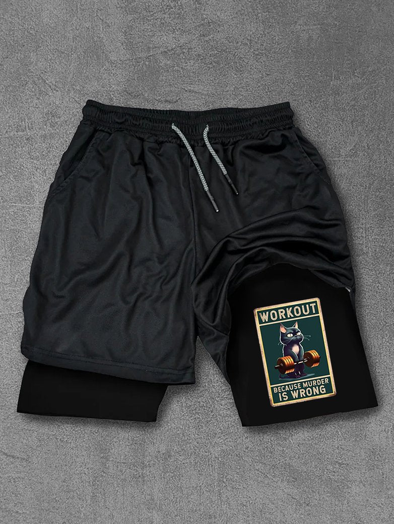 workout because murder is wrong cat Training Shorts