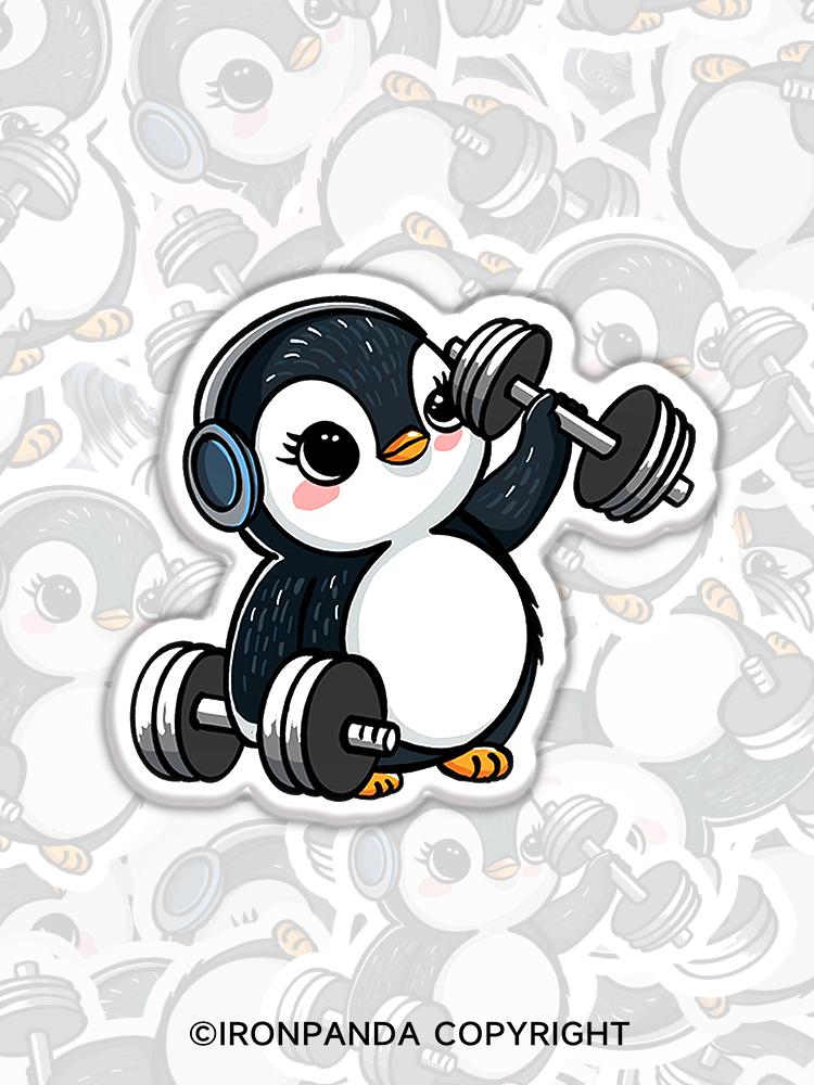 IronPanda penguin weightlifting Fridge Magnet