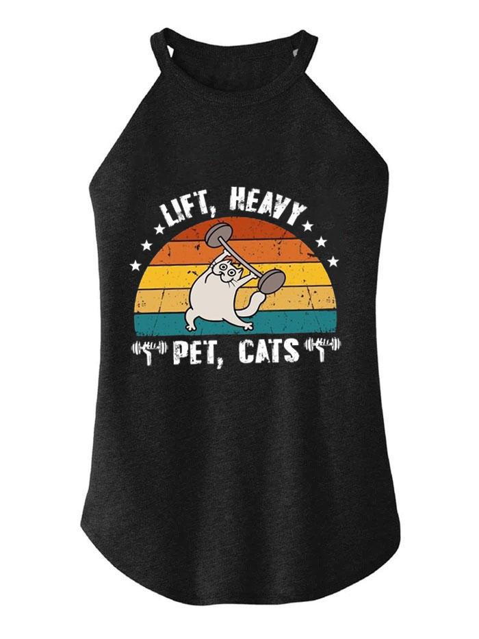 Funny Lifting Pet Cat TRI ROCKER COTTON TANK