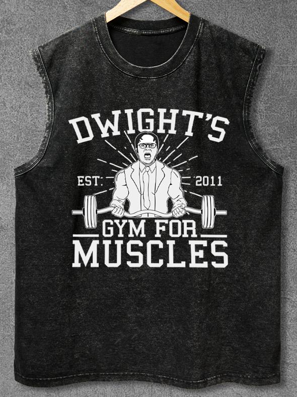 DWIGHT'S GYM FOR MUSCLES Washed Gym Tank