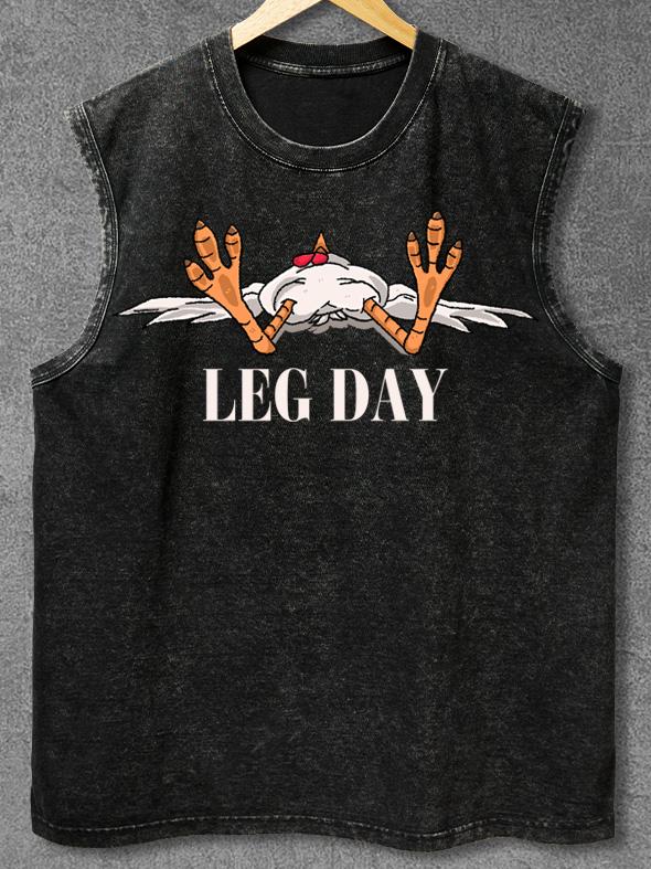 LEG DAY TIRED COCK Washed Gym Tank