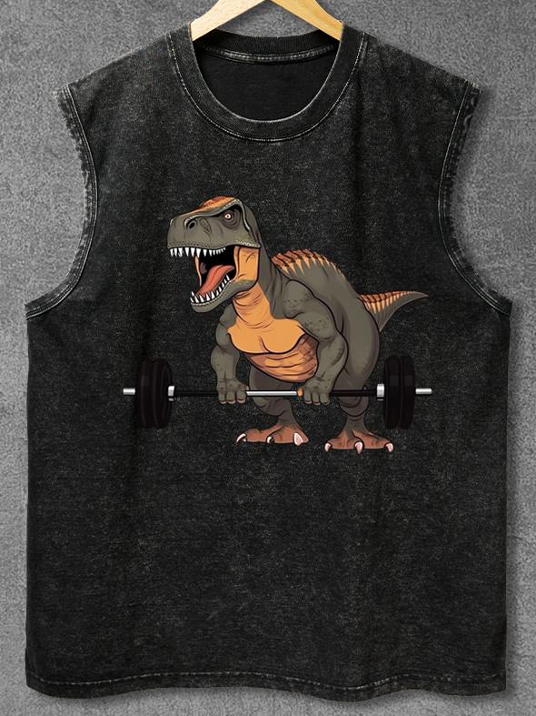 WEIGHTLIFTING DINOSAUR Washed Gym Tank