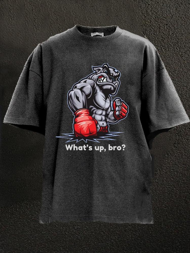 WHAT'S UP BRO? Washed Gym Shirt