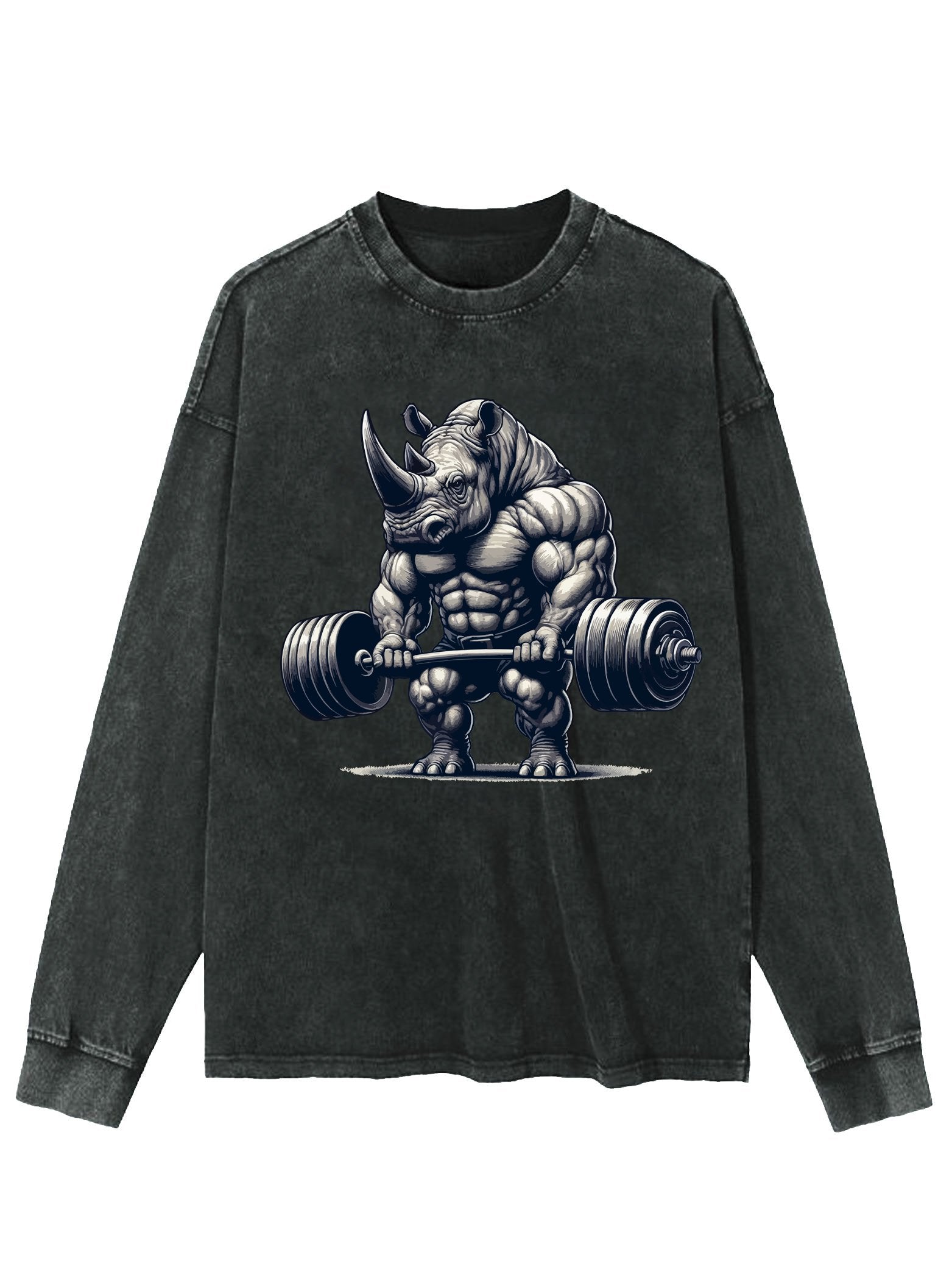 BARBELL WEIGHTLIFTING RHINO WASHED LONG SLEEVE SHIRT