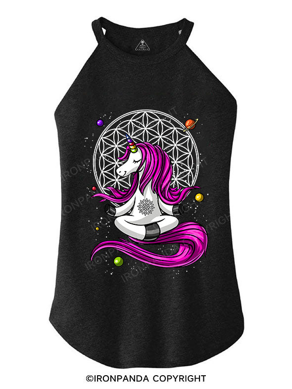 Unicorn Zen Yoga Meditation TRI ROCKER COTTON TANK