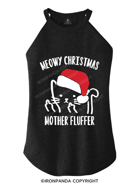 MEOWY CHRISTMAS MOTHER FLUFFER TRI ROCKER COTTON TANK