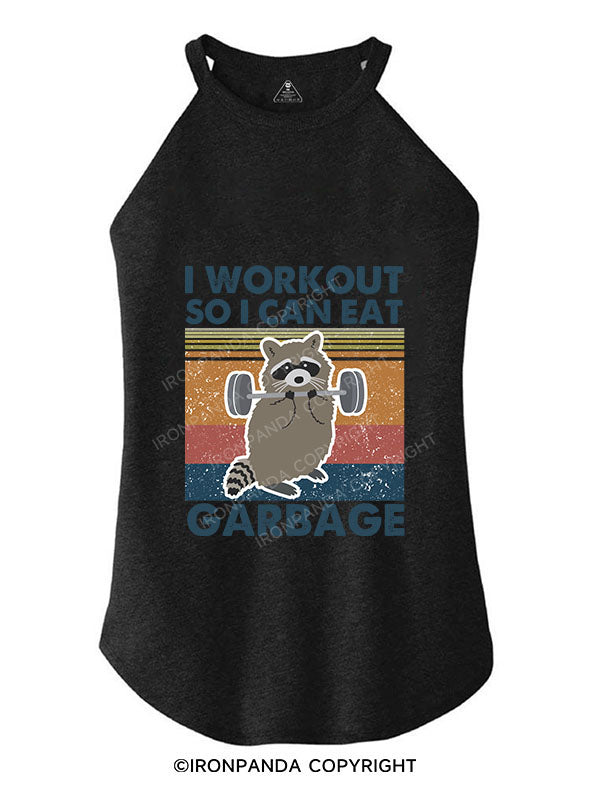 I WORKOUT SO I CAN EAT CARBAGE TRI ROCKER COTTON TANK