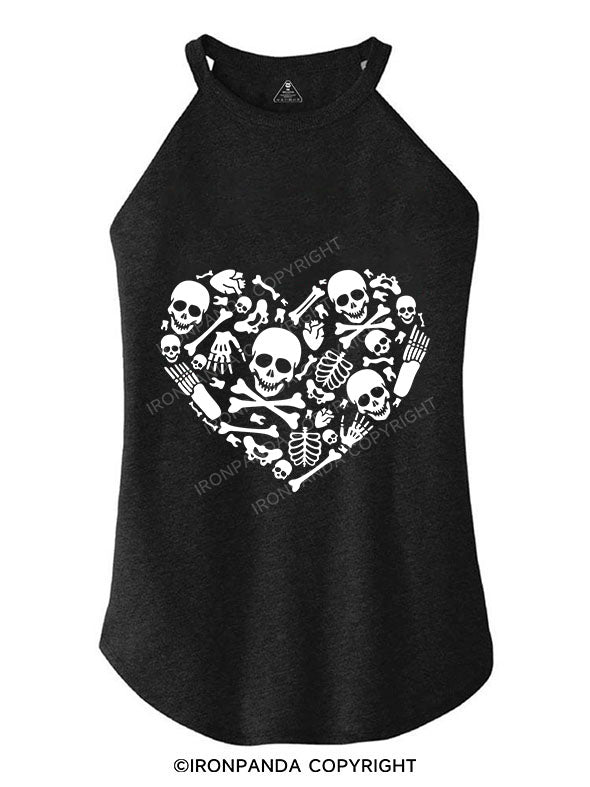 SKELETON HEART TRI ROCKER COTTON TANK