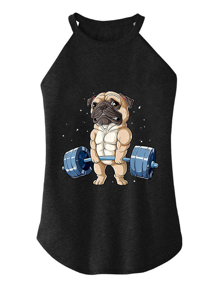 Pug Weightlifting TRI ROCKER COTTON TANK