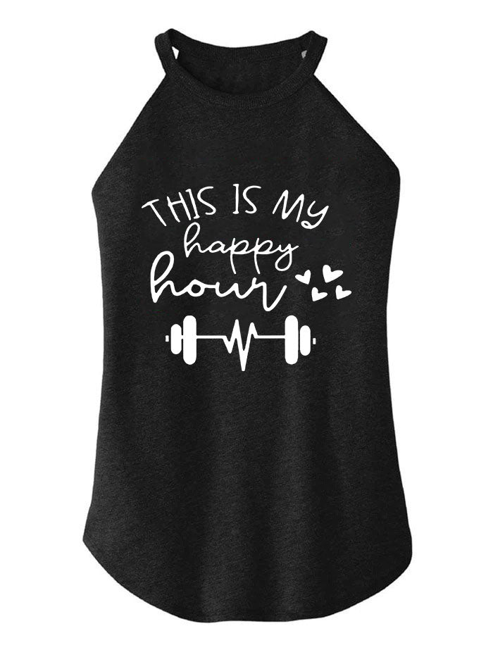 This Is My Happy Hour Tri Rocker Cotton Tank