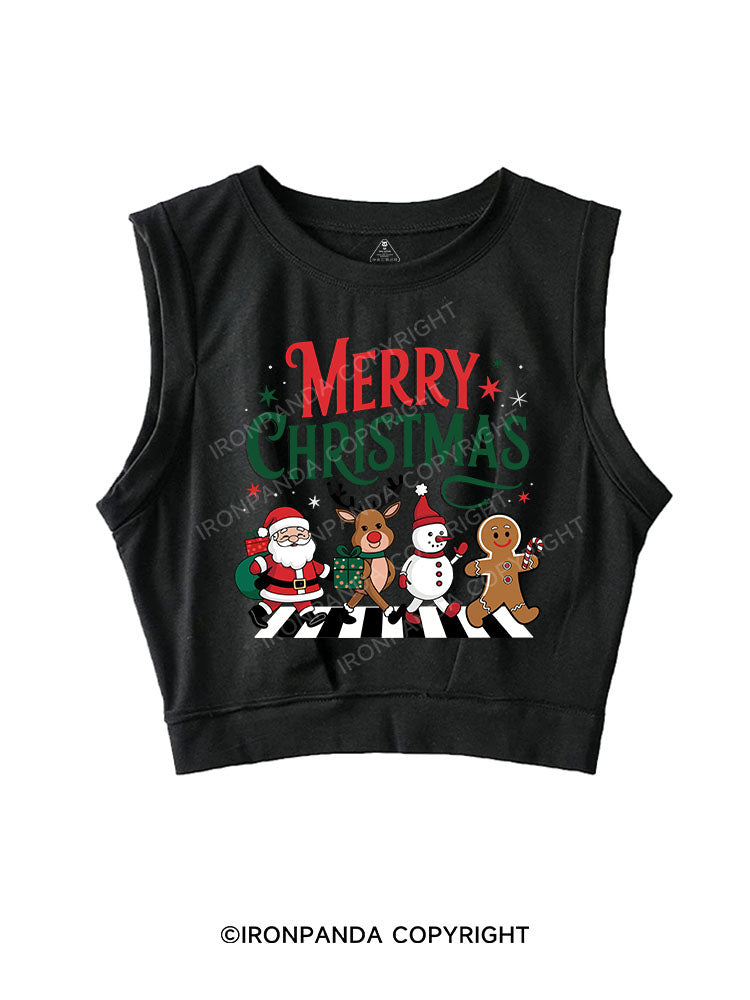 MERRY CHRISTMAS SLEEVELESS CROP TOPS