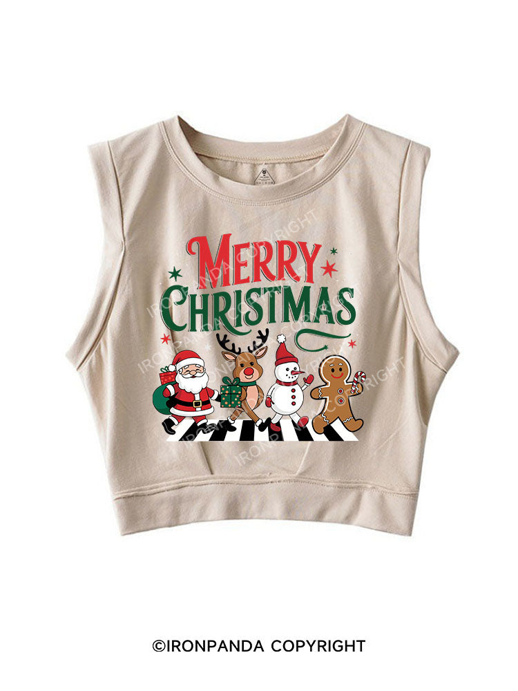 MERRY CHRISTMAS SLEEVELESS CROP TOPS