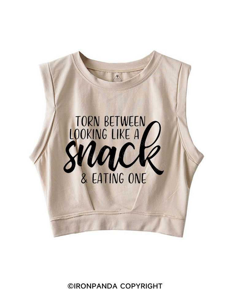 TORN BETWEEN A SNACK AND EAT ONE Sleeveless Crop Tops