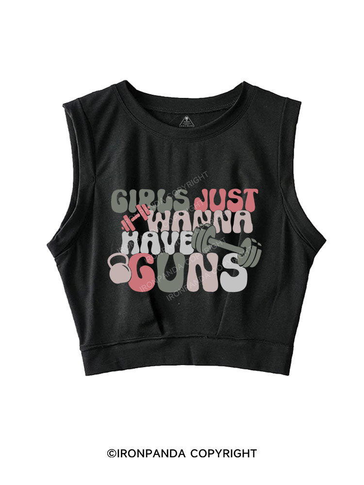 girls just wanna have guns SLEEVELESS CROP TOPS