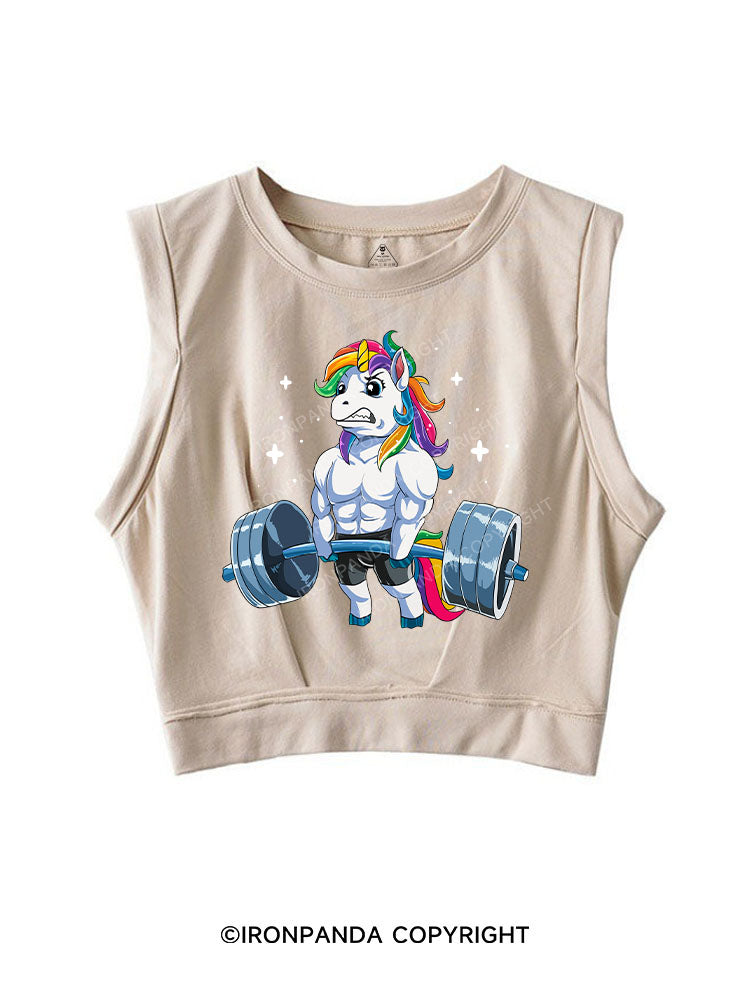 Weightlifting Unicorn Sleeveless Crop Tops