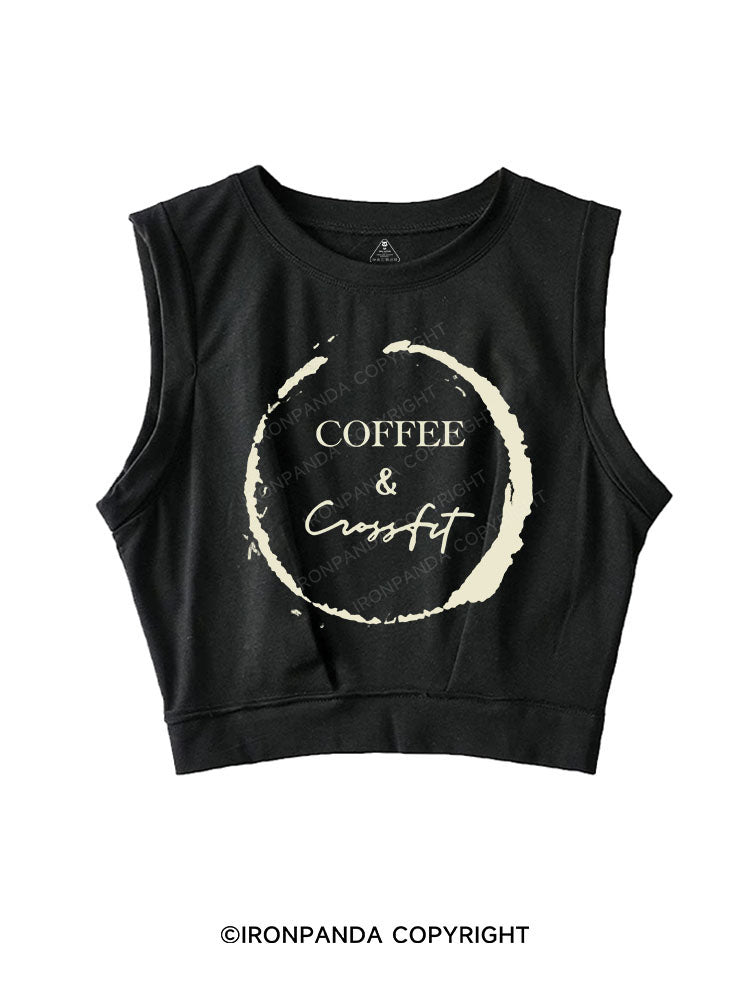 COFFEE AND CROSSFIT Sleeveless Crop Tops