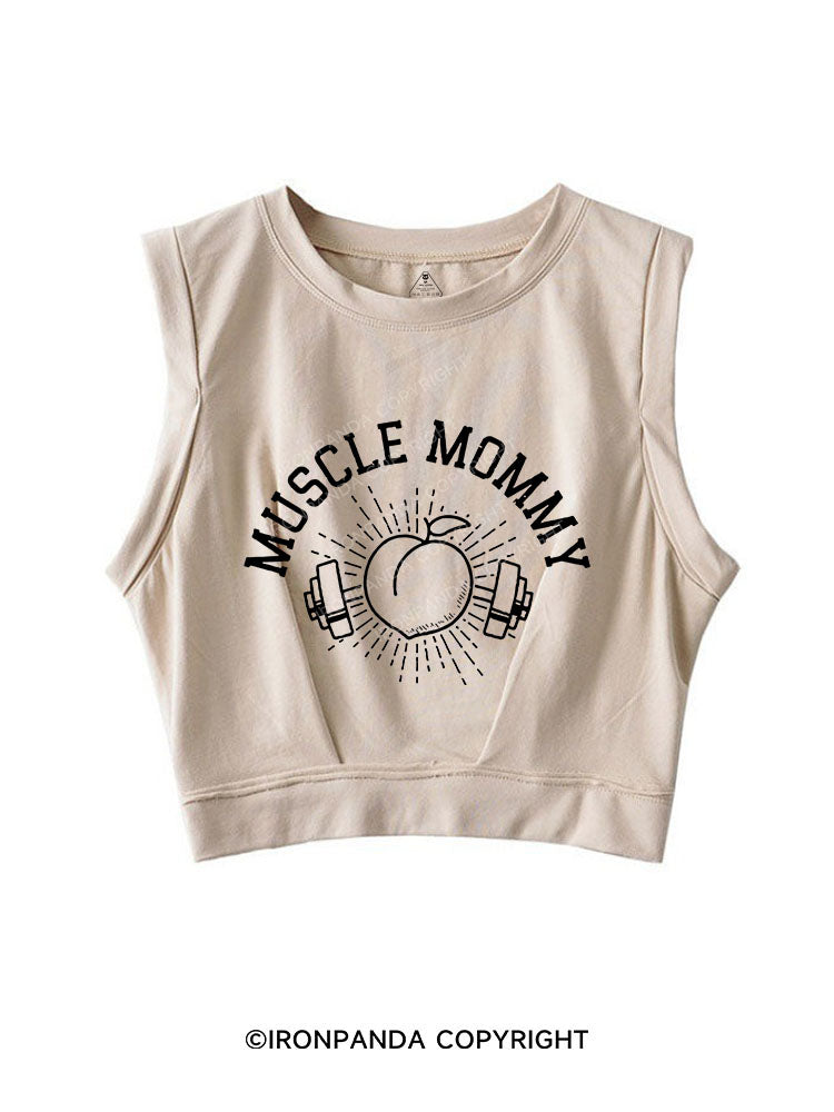 MUSCLE MOMMY SLEEVELESS CROP TOPS