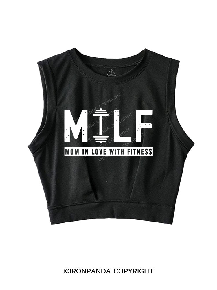 MILF MOM IN LOVE WITH FITNESS  SLEEVELESS CROP TOPS