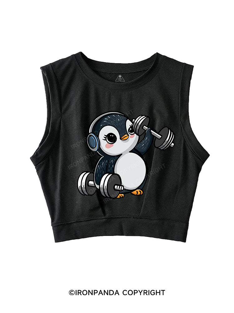 DUMBBELL PENGUIN SLEEVELESS CROP TOPS