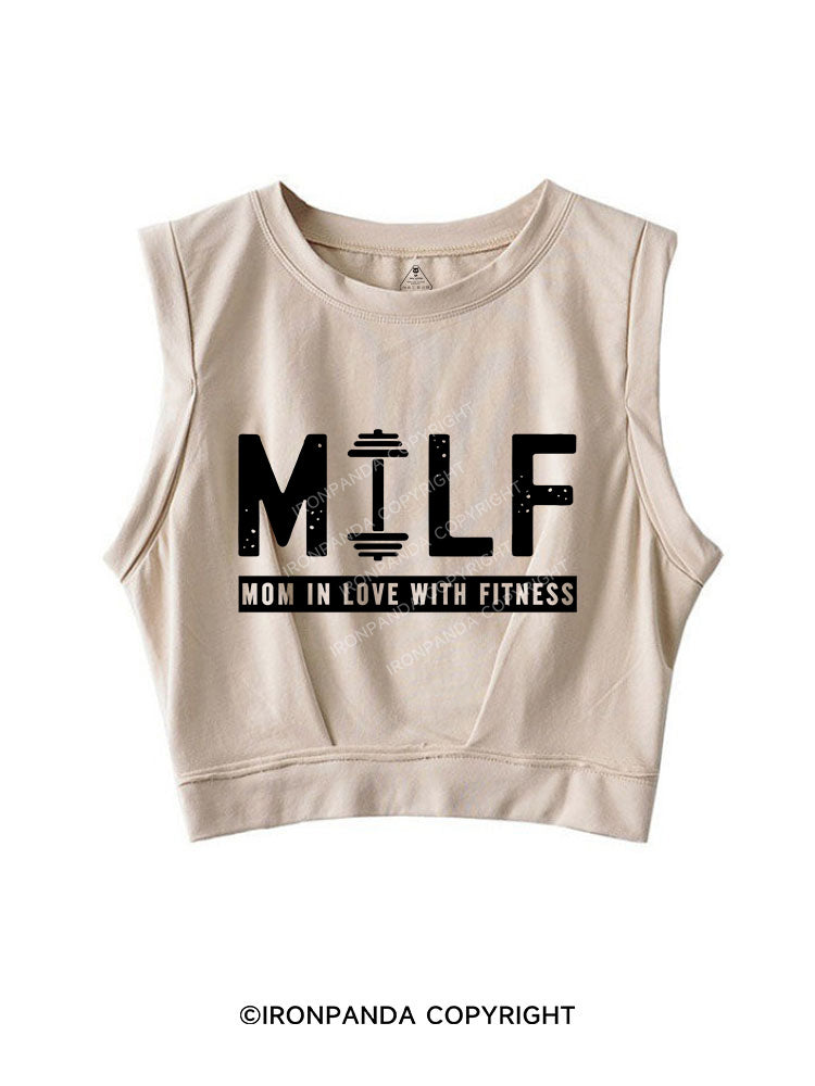 MILF MOM IN LOVE WITH FITNESS  SLEEVELESS CROP TOPS